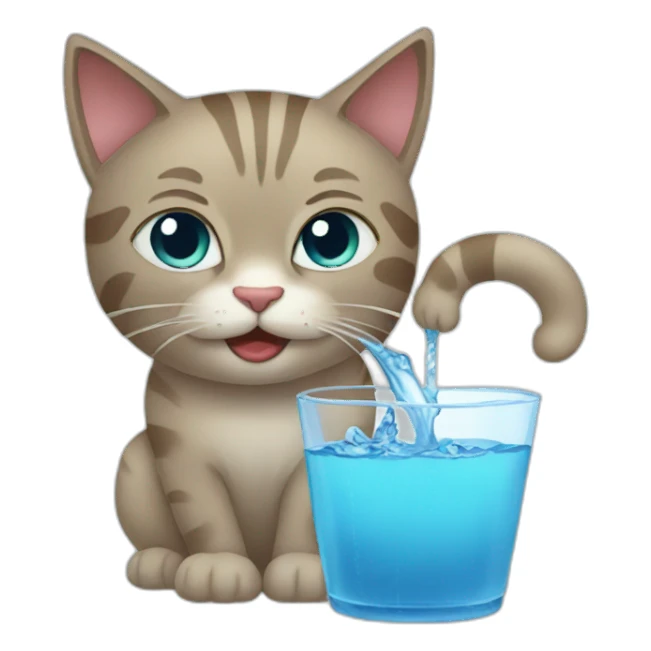cat eat water sticker