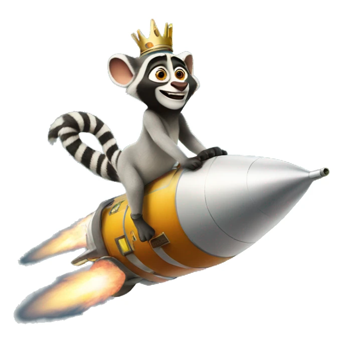 King Julien riding a rocket  sticker