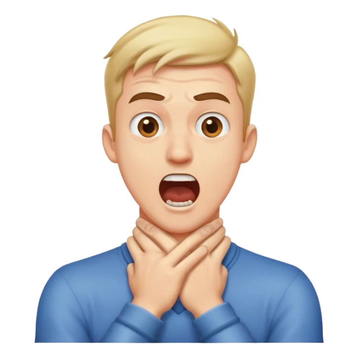 Guy screaming with hands crossed on neck sticker