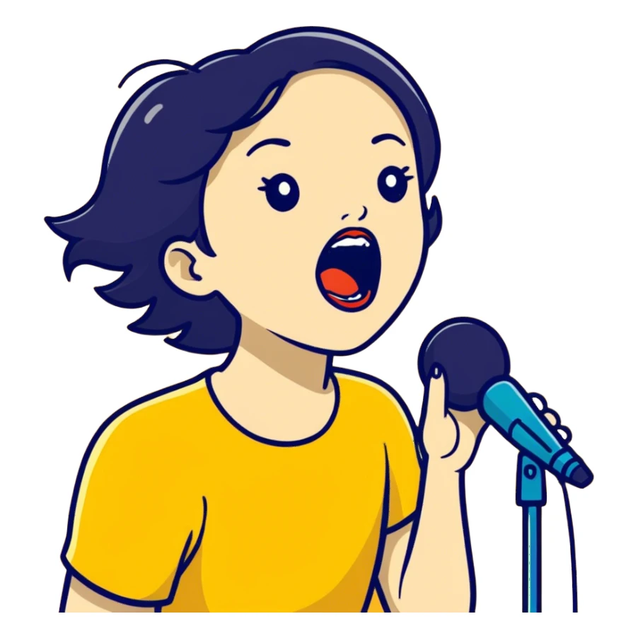Girl singing sticker