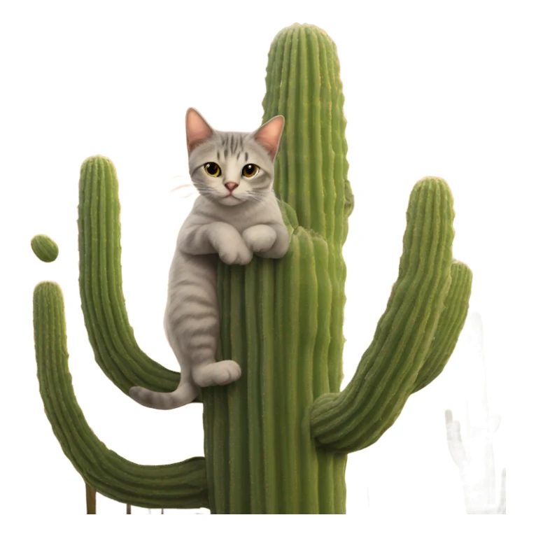 Cat on saguaro sticker