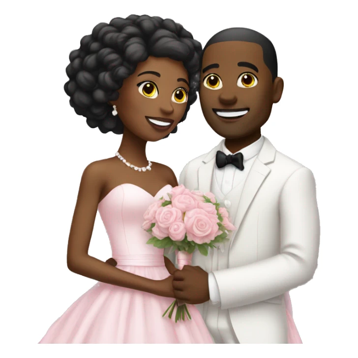 Pink wedding black couple sticker