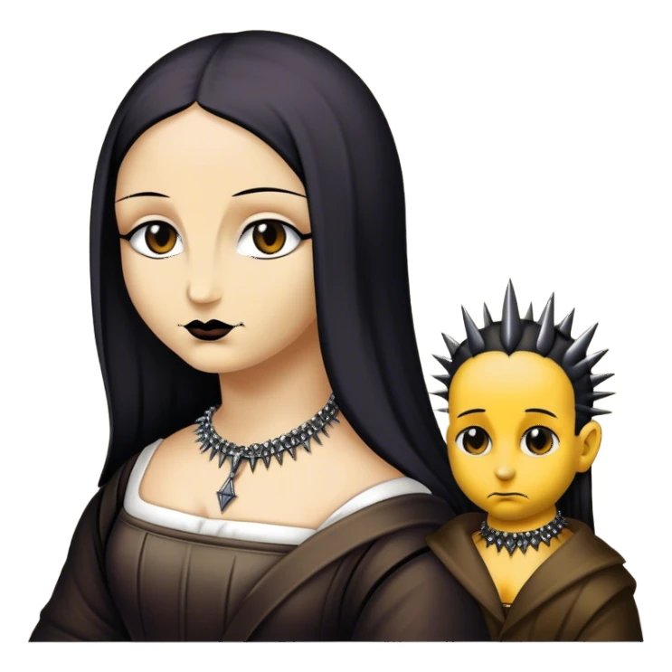 Goth mona lisa with spike choker  sticker