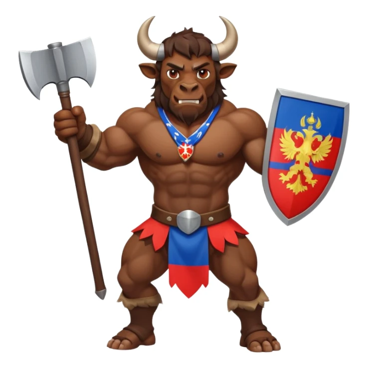 minotauro with axe and russian flag sticker