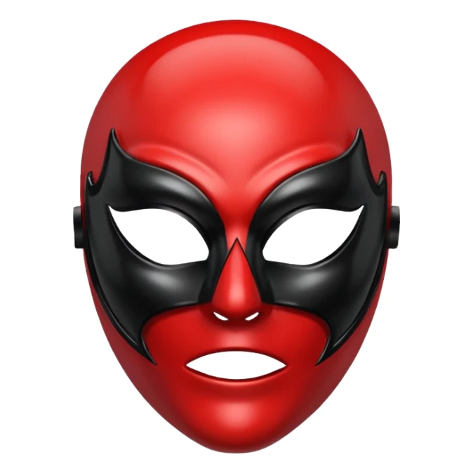 curved mask, poisonous, red and black sticker
