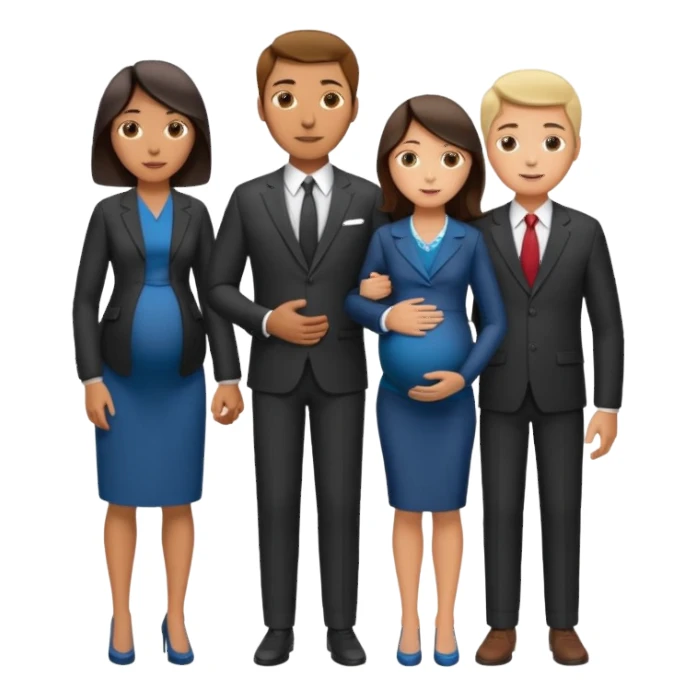 Ok keep this just change it a bit. Make them separate from each other so you know who who’s on the side and who’s on the dad side dad‘s family is standing next to him, wife family standing next to her. And T he wife is pregnant. sticker
