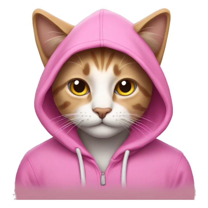 Cat wearing a pink hoodie sticker