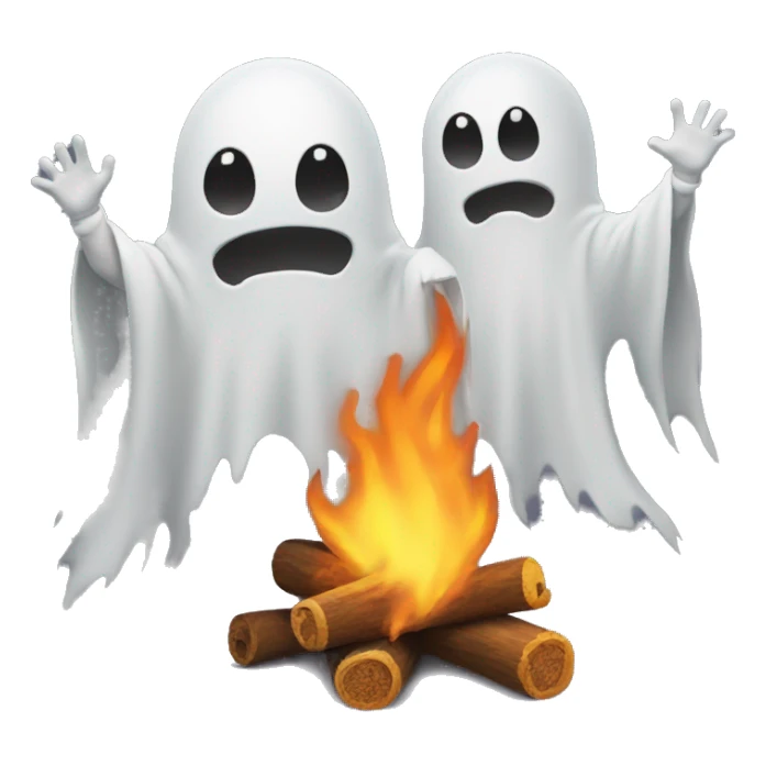 Ghosts scare man around bonfire sticker