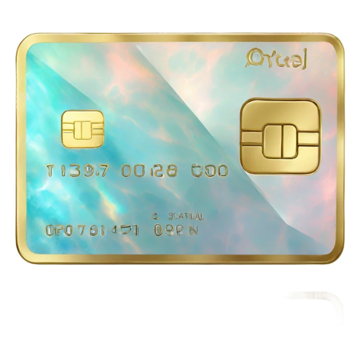 opal crystal gemstone credit card gold writing  sticker
