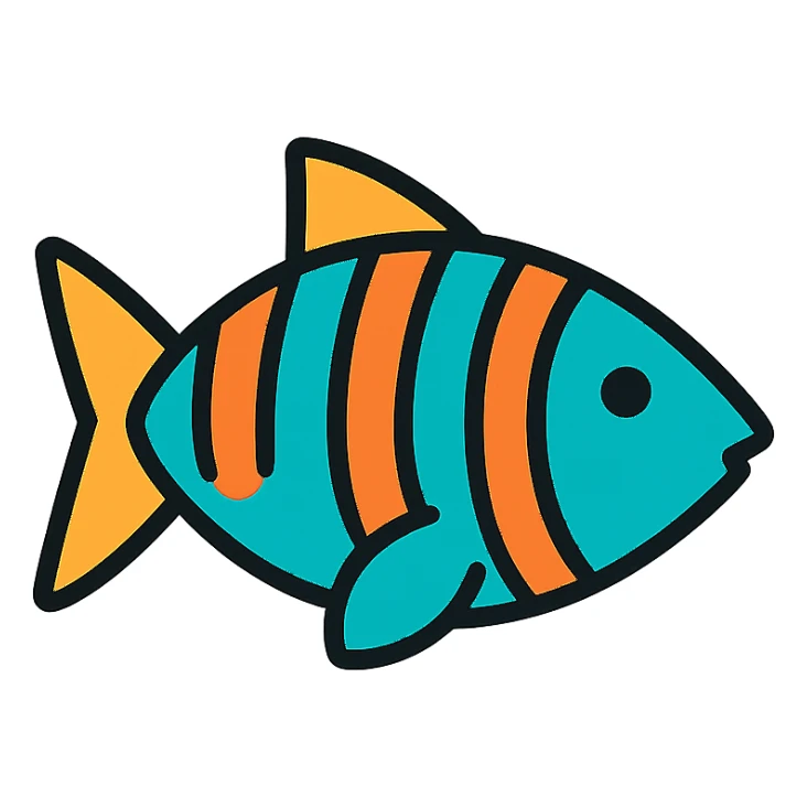 fish icon with color outline sticker