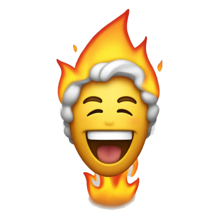 Smile emoji on fire sticker