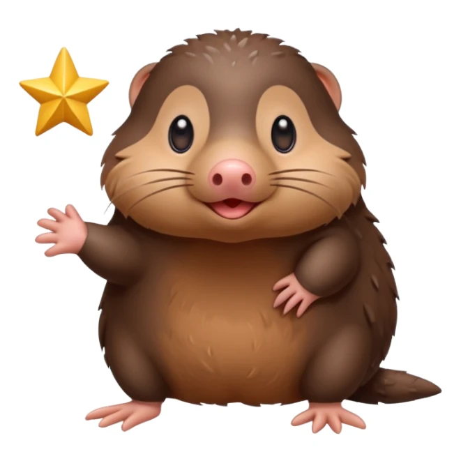 a sideways standing star nosed mole sticker