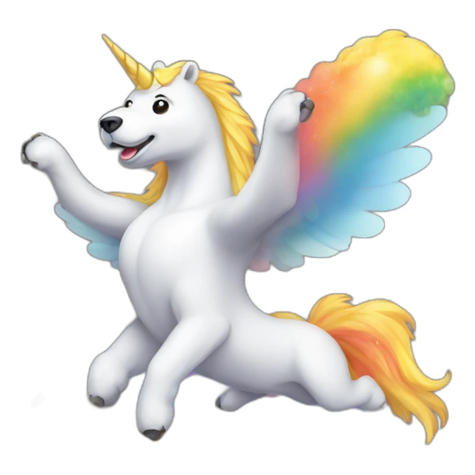flying bear with wearing a unicorn rainbow corn sticker
