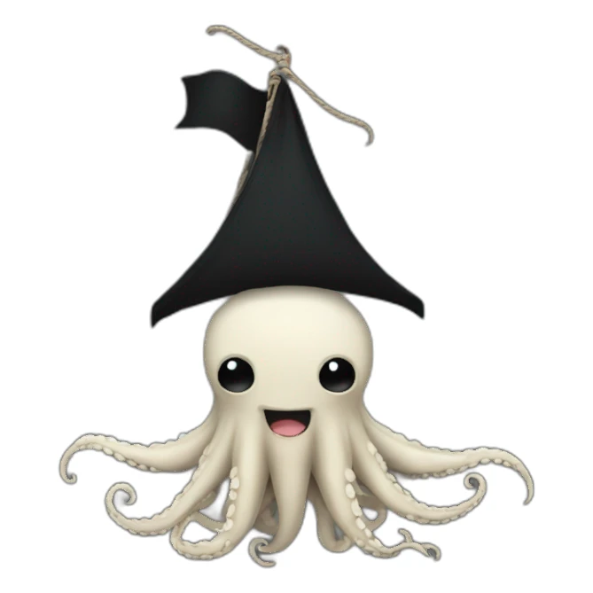cute kraken hanging a black flag sticker