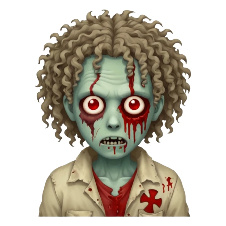 curly haired zombie sticker