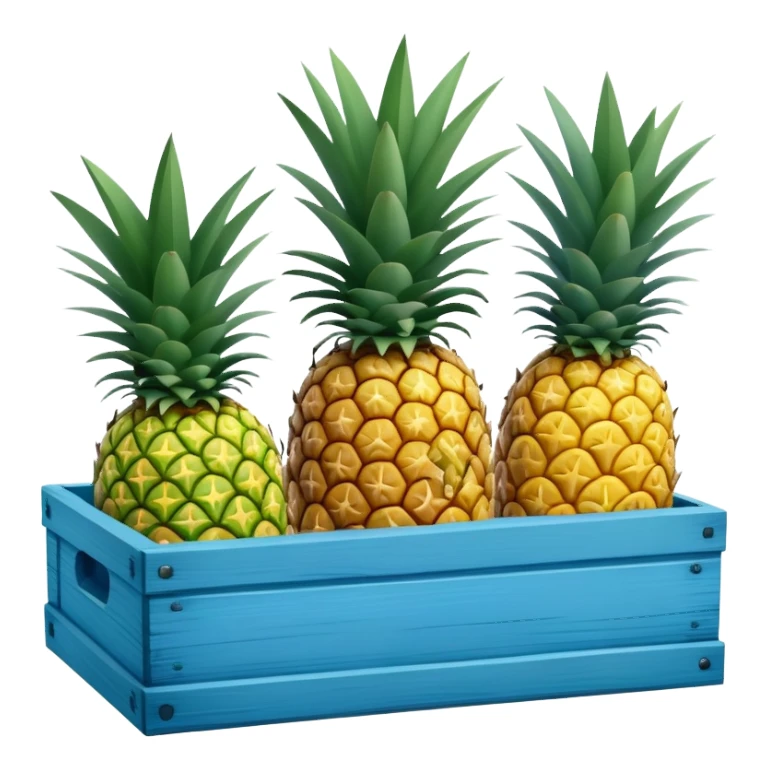 pineapples in a blue wooden container sticker