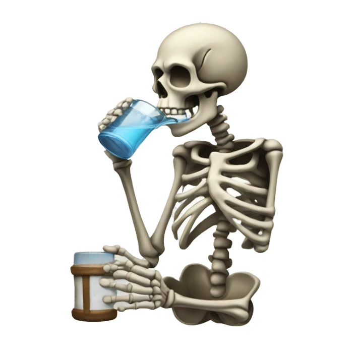 skeleton drinking water from a Stein sticker