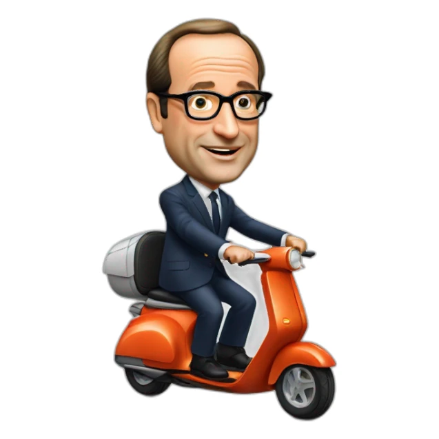 Francois Hollande sur son scooter sticker