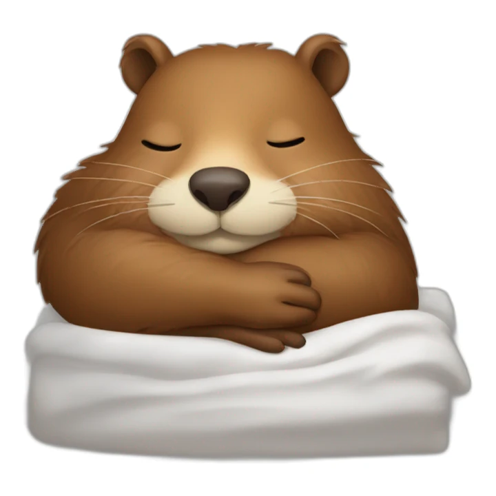 a beaver sleeping in a bed sticker