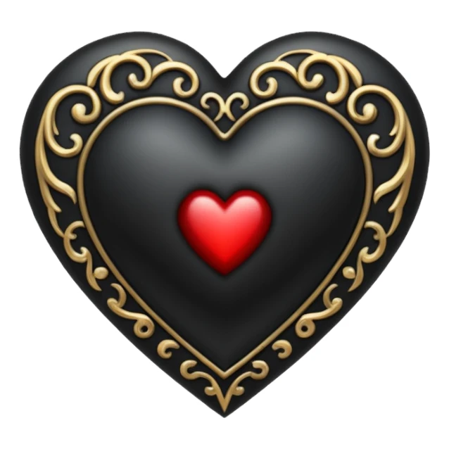 black gothic heart, ornate, dark, elegant sticker