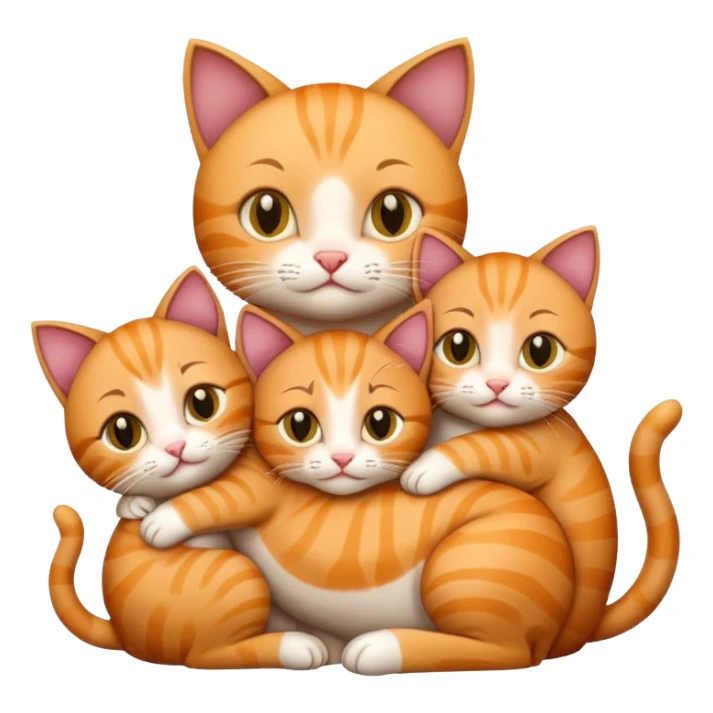 mama cat hugging her three kittens sticker