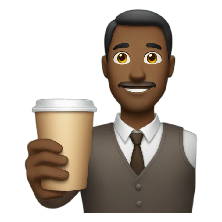 A man with a coffee in hand sticker