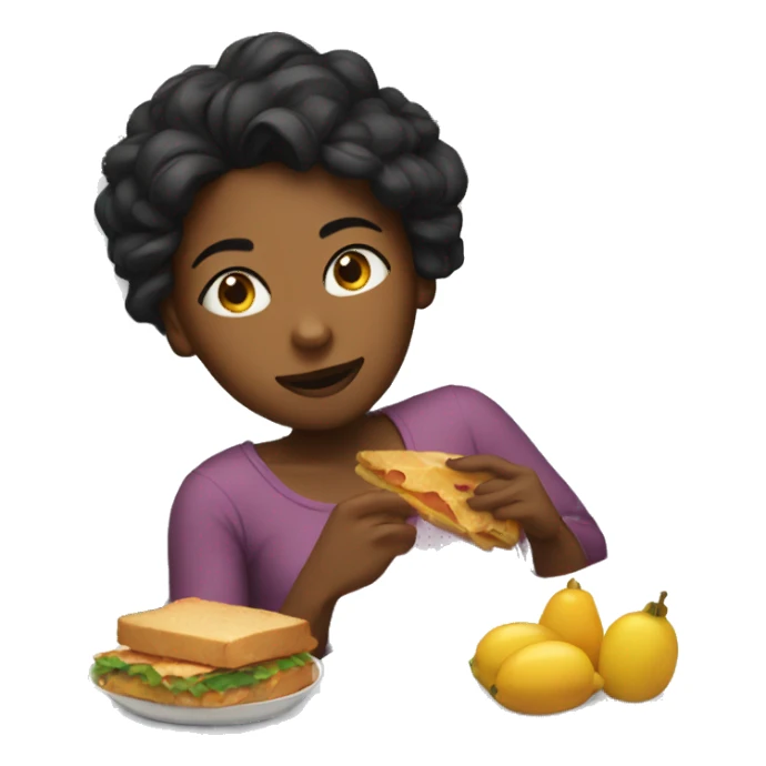 Girl in bed with food sticker