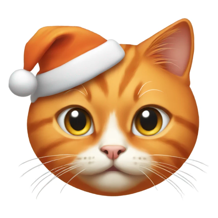 orange cat wearing a christmas hat sticker