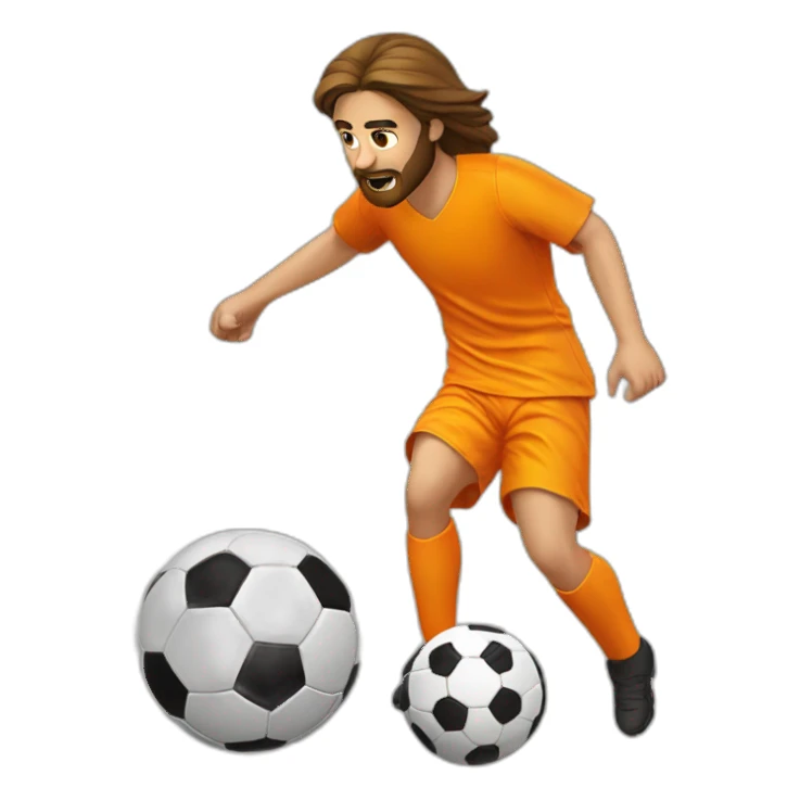 Jésus Christ play soccer orange sticker