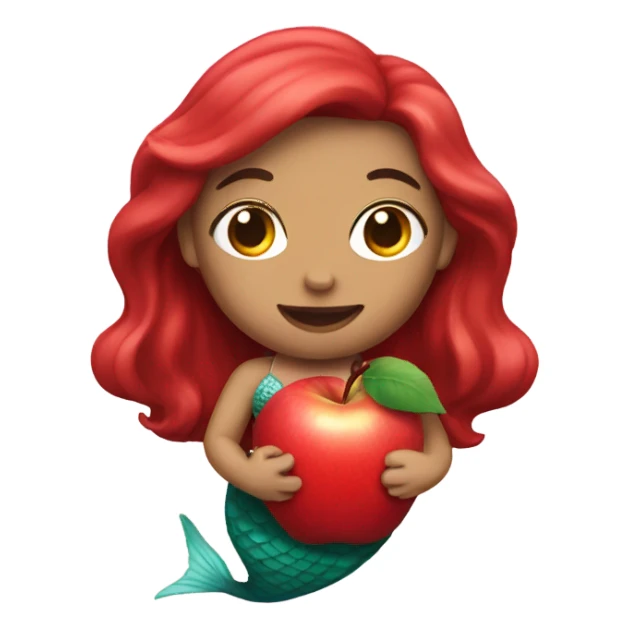 mermaid holding an apple sticker