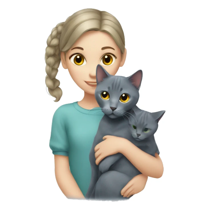 Russian Blue cat with Girl  sticker