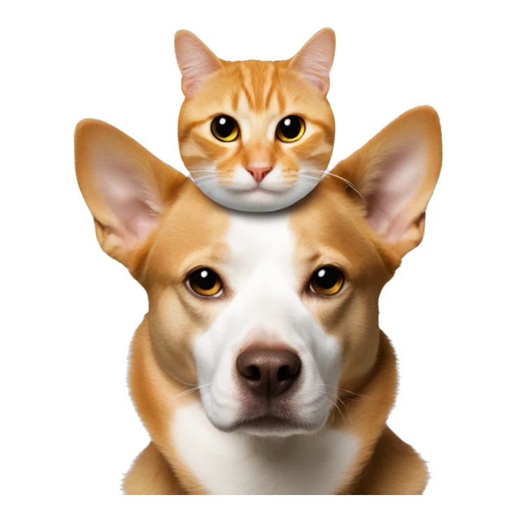 cat on dogs head  sticker