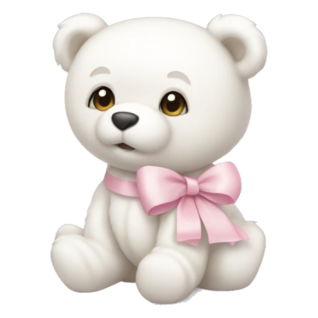 White teddy bear with light pink bow sticker
