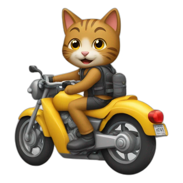 un chat conduisant une moto sticker