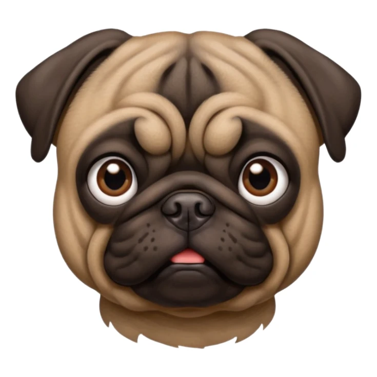 dark brown pug facing forwards, head and shoulders. sticker