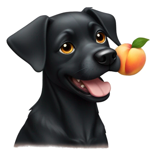 Black dog eating a peach sticker