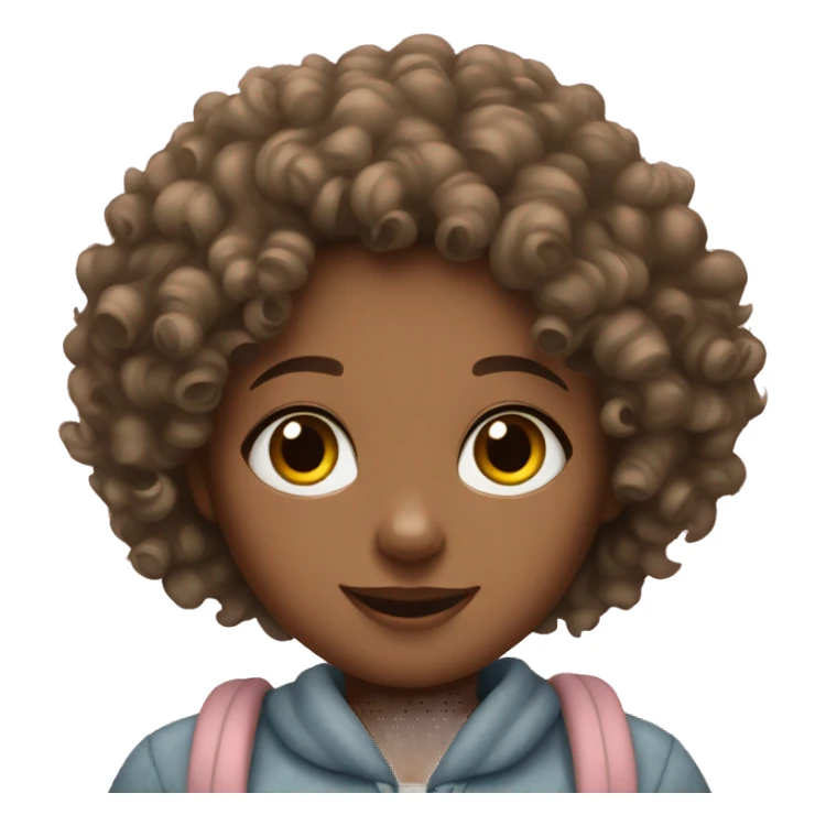 Curly haired girl with rabbit  sticker