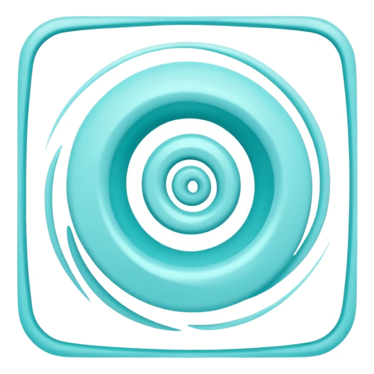 a Tiny compressed Stylized light-turquoise whirlwind swirl Anemo symbol inside a pastel white square icon, light turquoise borders sticker