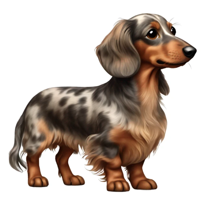brown Merle long haired Dachshund full body sticker
