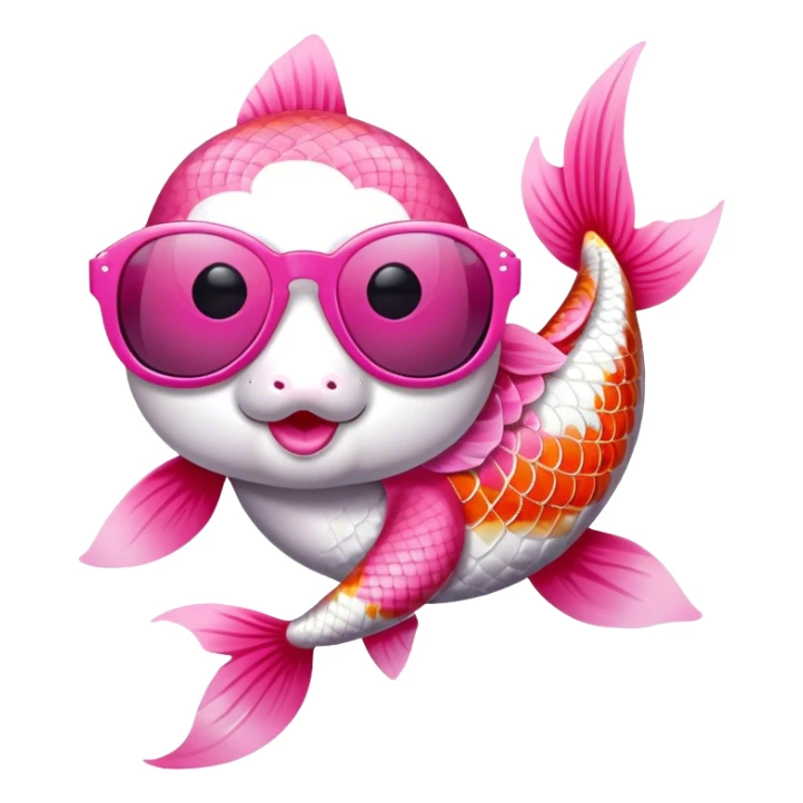 Pink Koi fish with sunglasses sticker