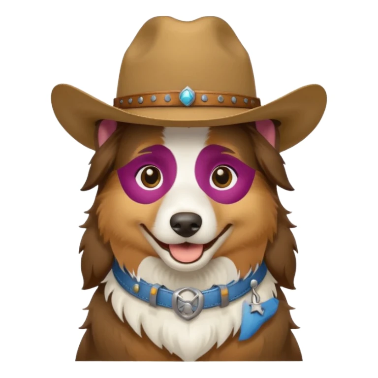 Collie Dog in cowboy hat smiling sticker