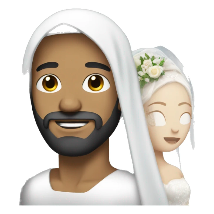 white man with beard and bride veil sticker
