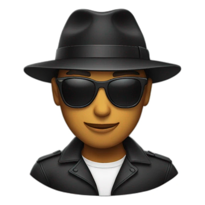 emoji wearing black hat and sunglasses sticker