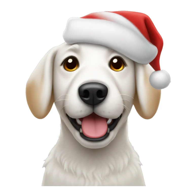 White dog with a Santa hat sticker