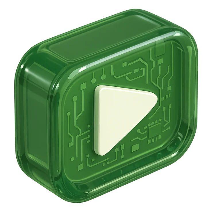 white YouTube play button inside a grass box sticker