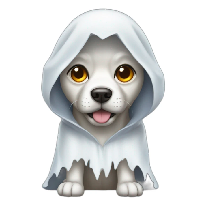 Dog in a ghost costume sticker