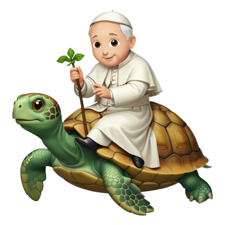 The pope riding a turtle sticker