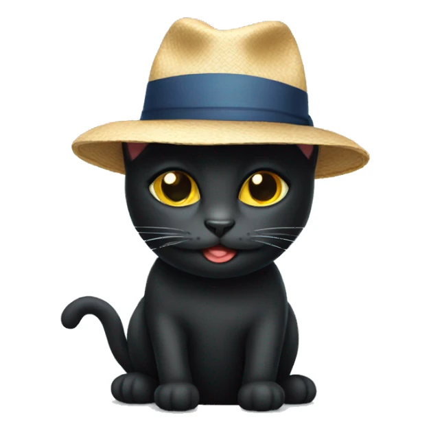 Summer Black cat with a hat  sticker