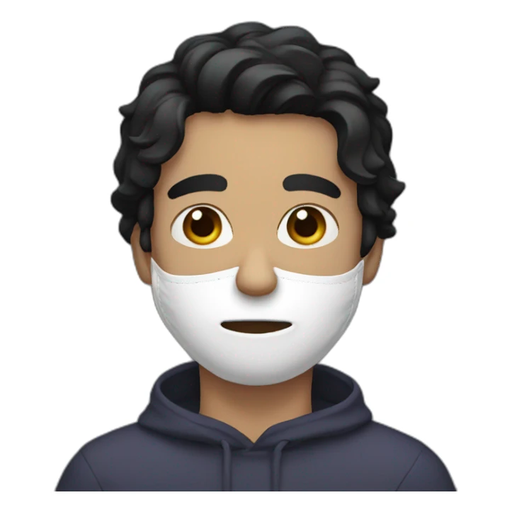 Black-haired man wearing a mask  sticker