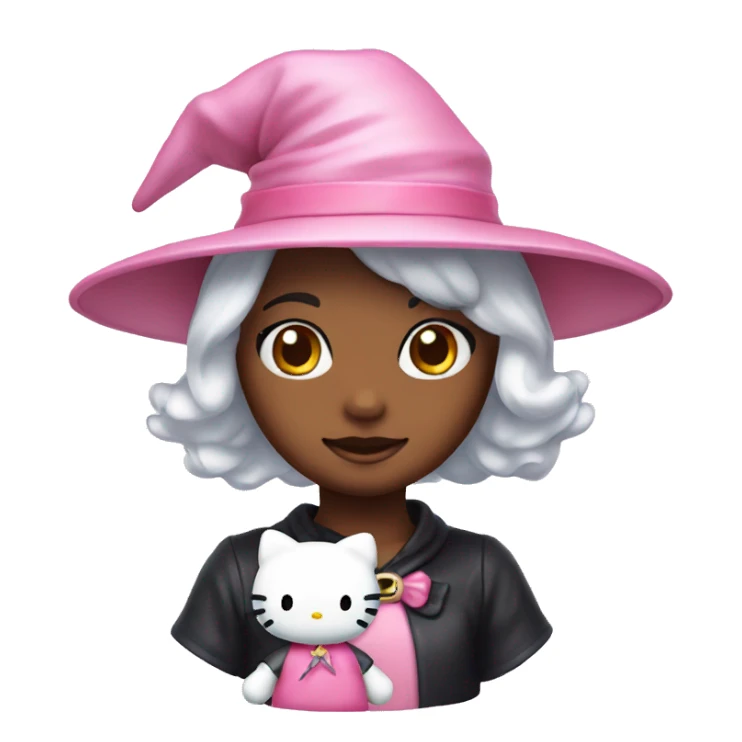 Hello kitty with witch pastel pink hat sticker